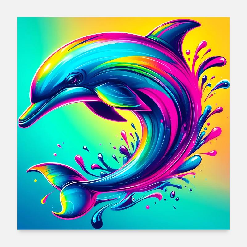 dolphin Poster 24" x 24" (60x60 cm)