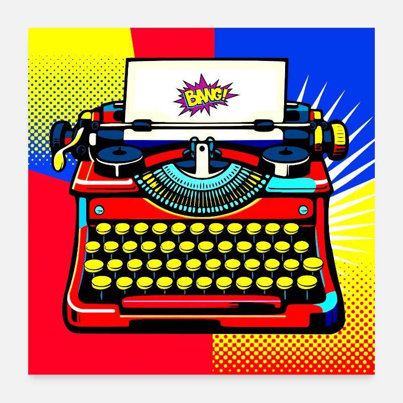 Machine à écrire Pop Art Bang Poster 60 x 60 cm