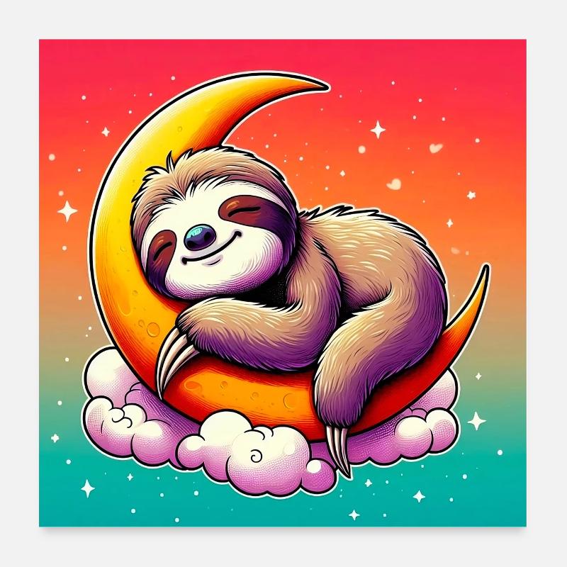 La paresse dort sur la Lune Poster 60 x 60 cm