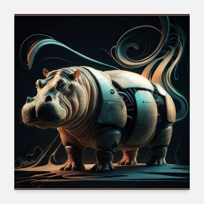 Mechanical Hippopotamus Poster 24" x 24" (60x60 cm)
