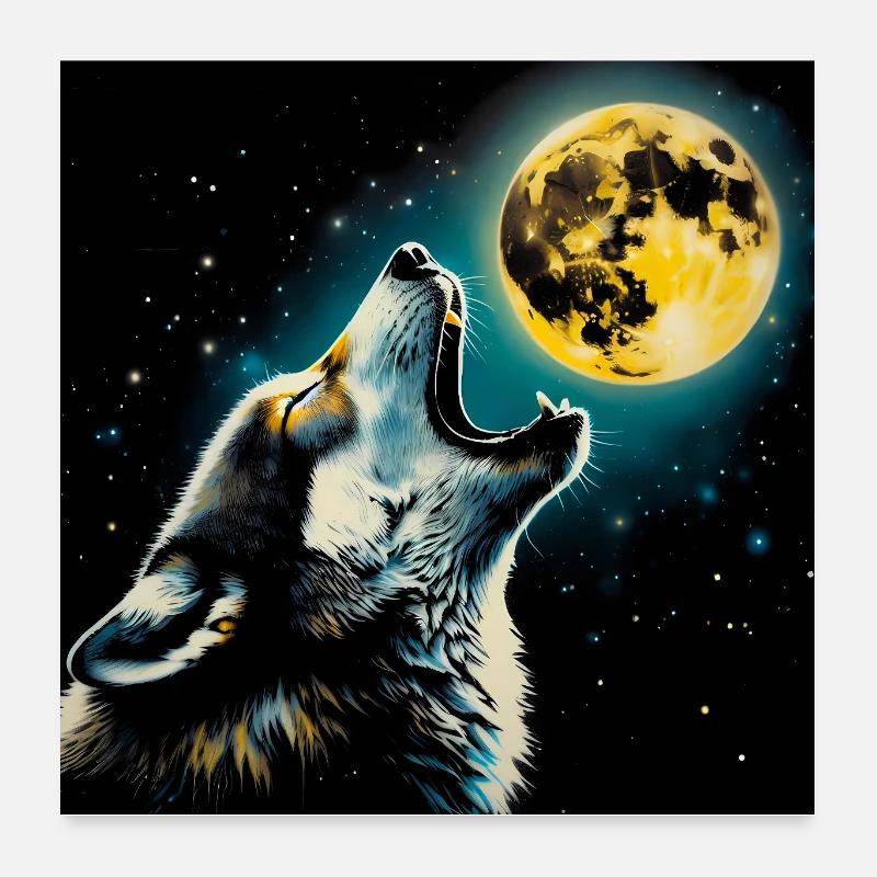 Wolf howls at the Full Moon Poster 24" x 24" (60x60 cm)
