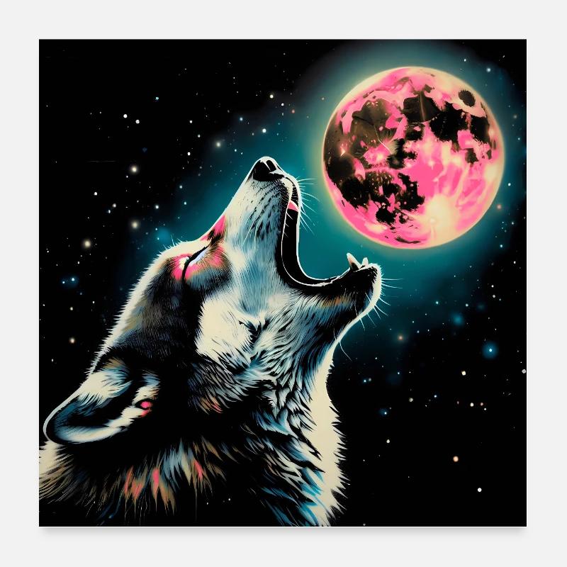 Wolf howls at the Full Moon Poster 24" x 24" (60x60 cm)