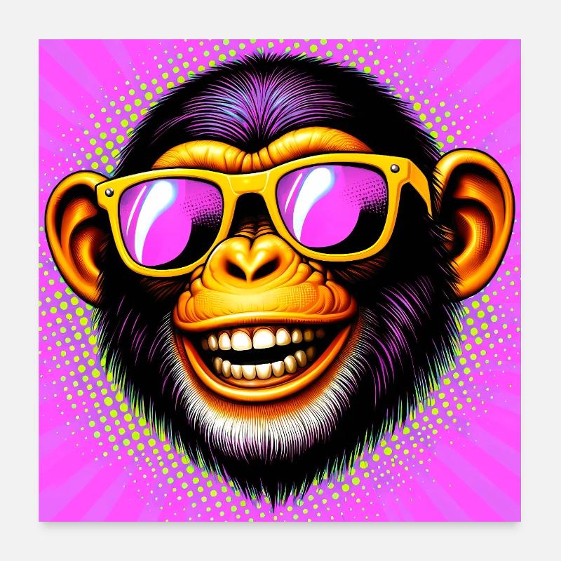 Chimpanzee Monkey Poster 24" x 24" (60x60 cm)