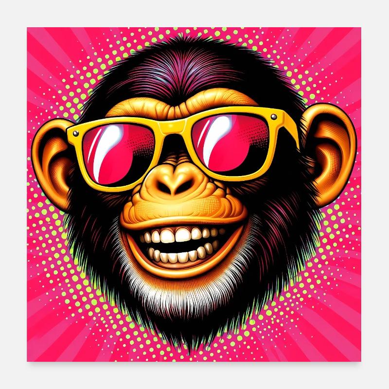 Chimpanzee Monkey Poster 24" x 24" (60x60 cm)