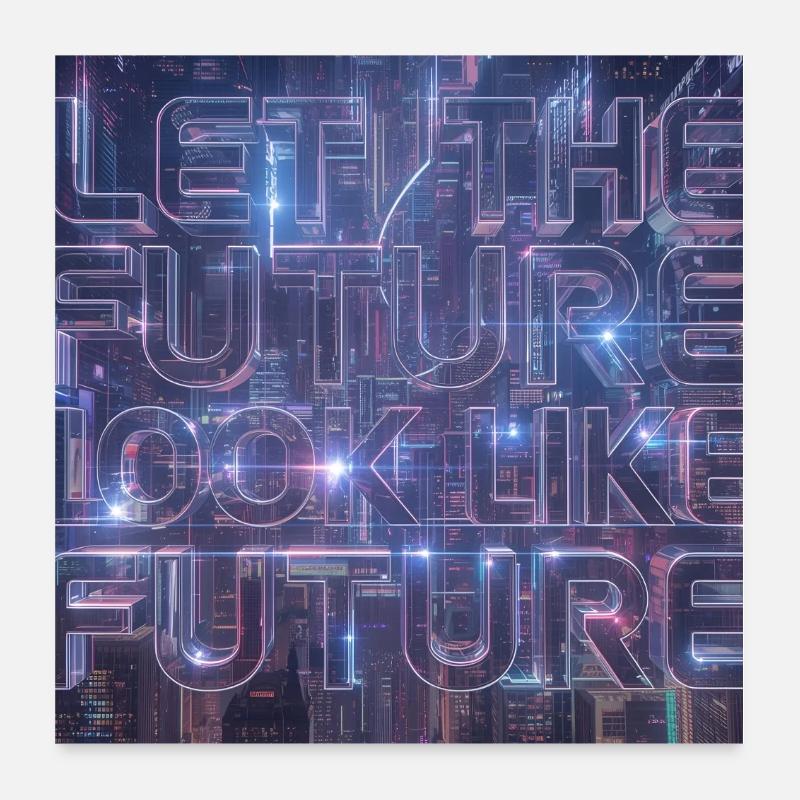 Neon Future Typography Poster 24" x 24" (60x60 cm)
