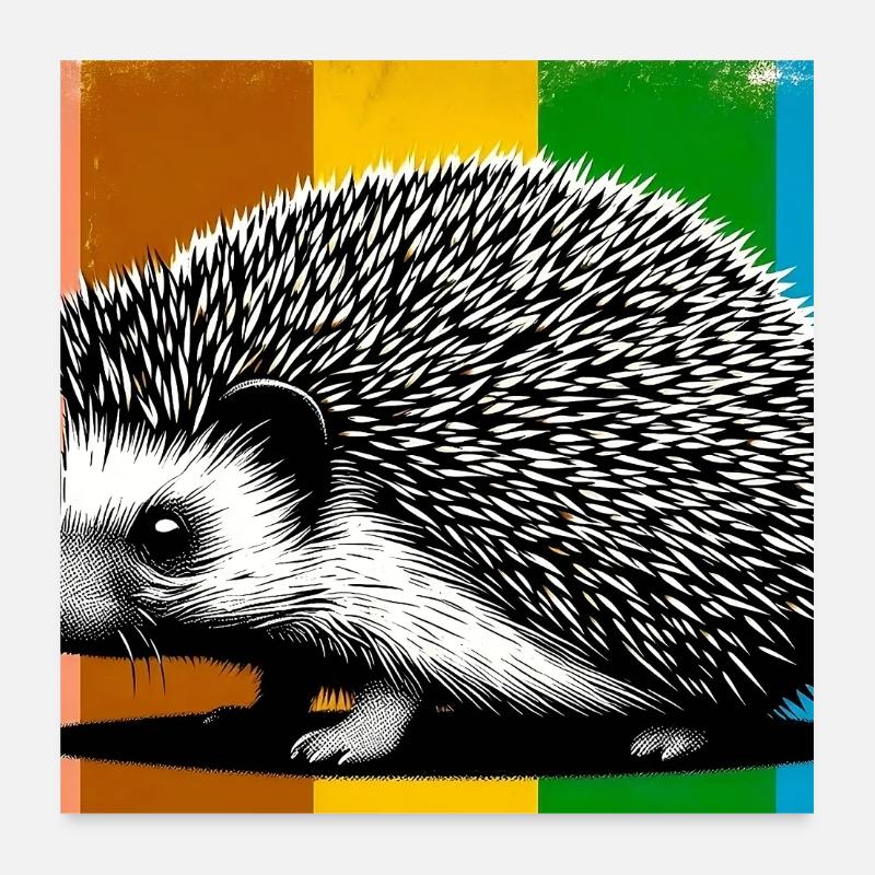 Igel - Poster 60x60 cm - Weiß