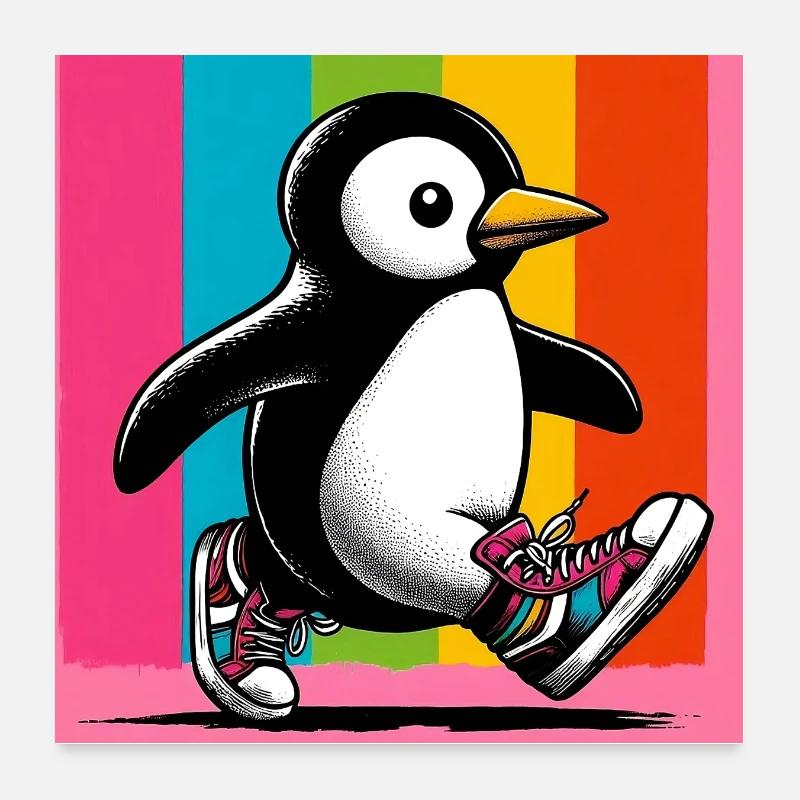 Pinguin - Poster 60x60 cm - Weiß
