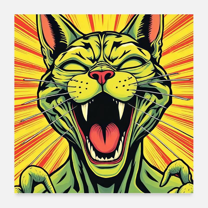 Laughing Cat Comic Print Poster 24" x 24" (60x60 cm)