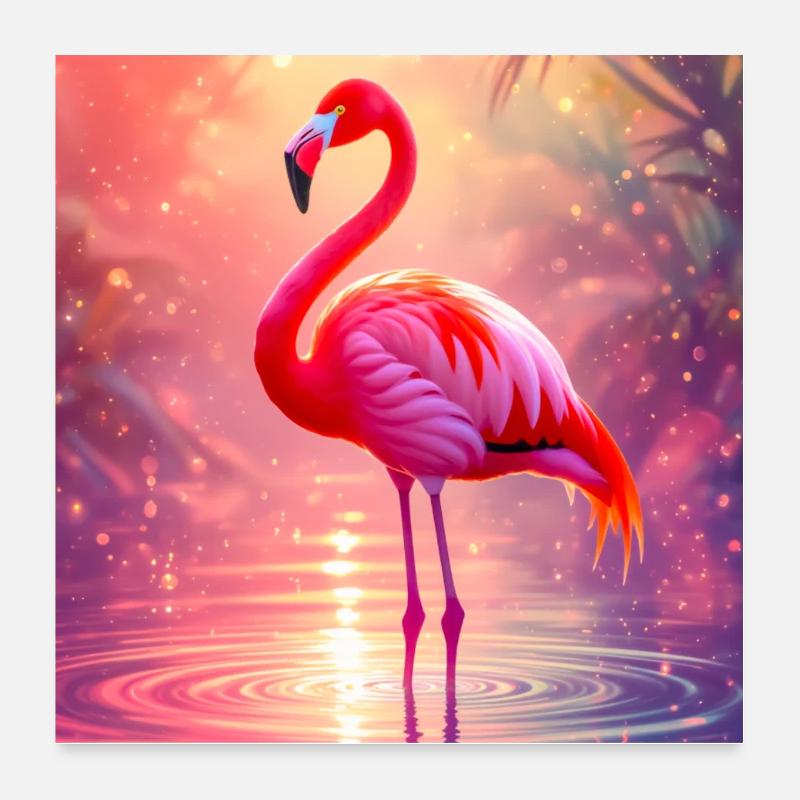 Flamingo – Geist der Anmut und Farbe Poster 60x60 cm