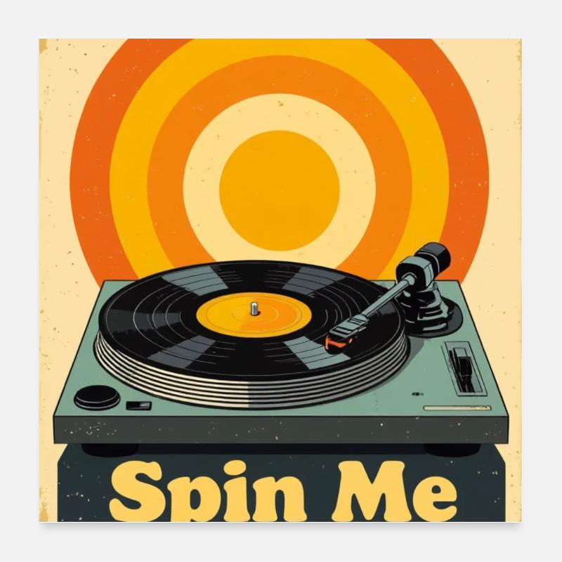 Retro Vinyl Record with Warm Vibrant  Poster 24" x 24" (60x60 cm)