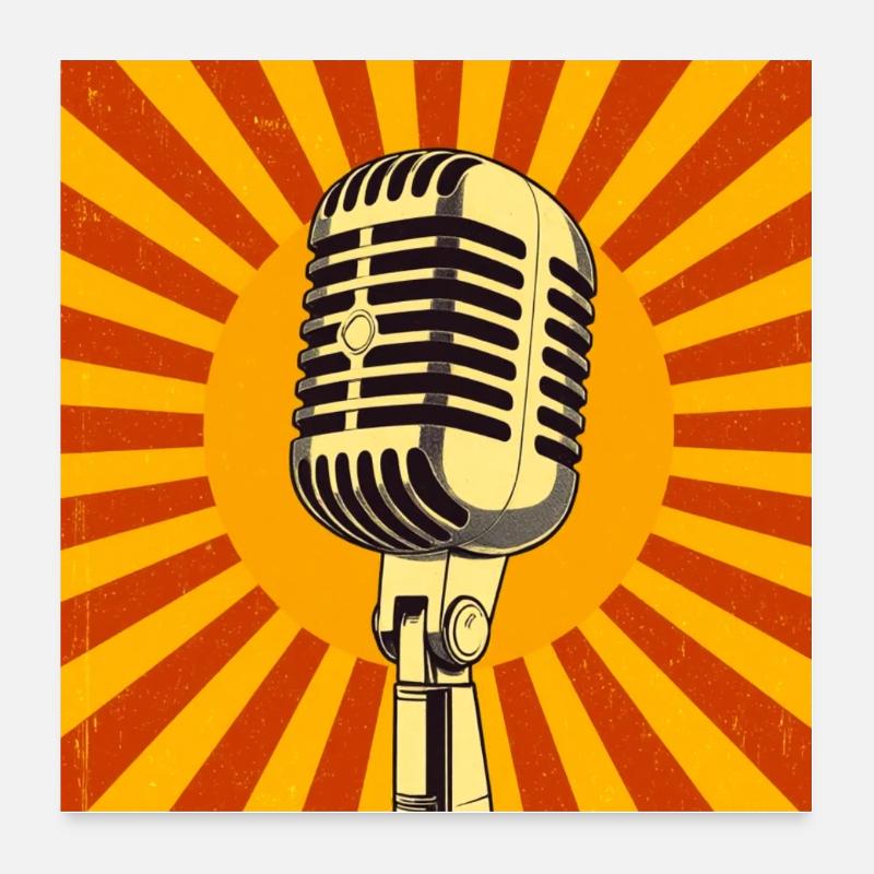Microphone rétro classique rayonnant d’âme Poster 60 x 60 cm