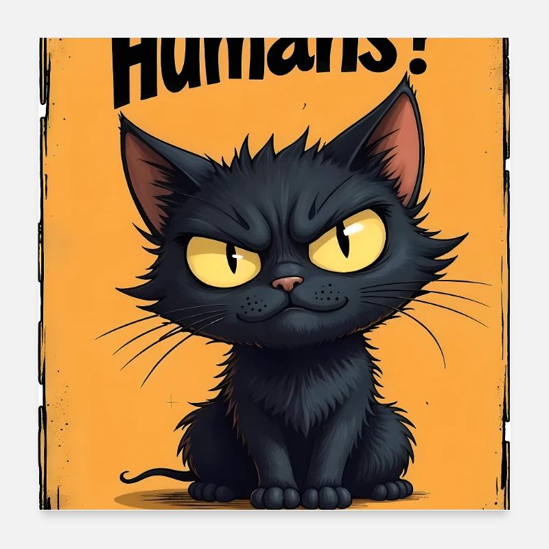 Not a Big Fan – Grumpy Black Cat  Poster 60 x 60 cm