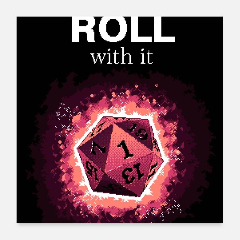 Faites simplement avec les dés rétro d20 magenta Poster 60 x 60 cm