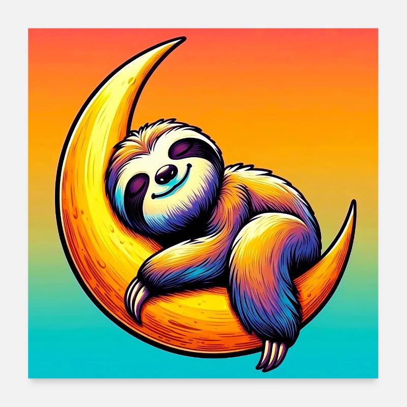 Sloth sleeps on the Moon Poster 24" x 24" (60x60 cm)