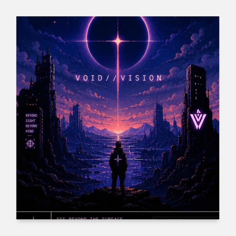 VOID//VISION – Pixel Void Dreams - Poster 60x60 cm - Weiß