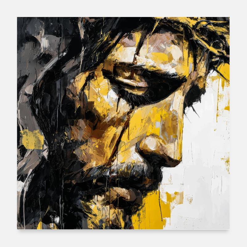 Expressive Jesus Christ Portrait Artwork Poster 24" x 24" (60x60 cm)