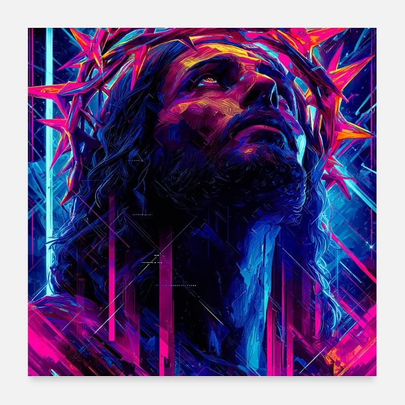 Neon-Dornenkrone Poster 60x60 cm
