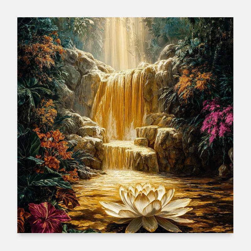 Paysage de lotus doré Poster 60 x 60 cm