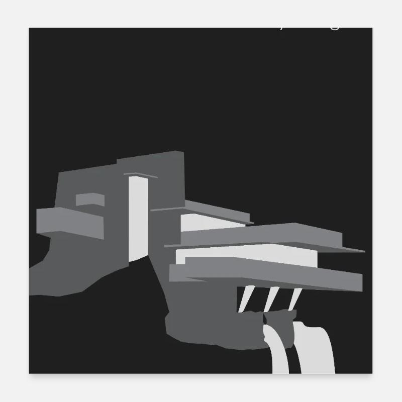 Architecture moderne : Fallingwater - Poster 60 x 60 cm - blanc