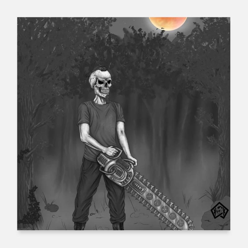 Waldarbeiter, Forstwirt, Förster, Vollmond Poster 60x60 cm