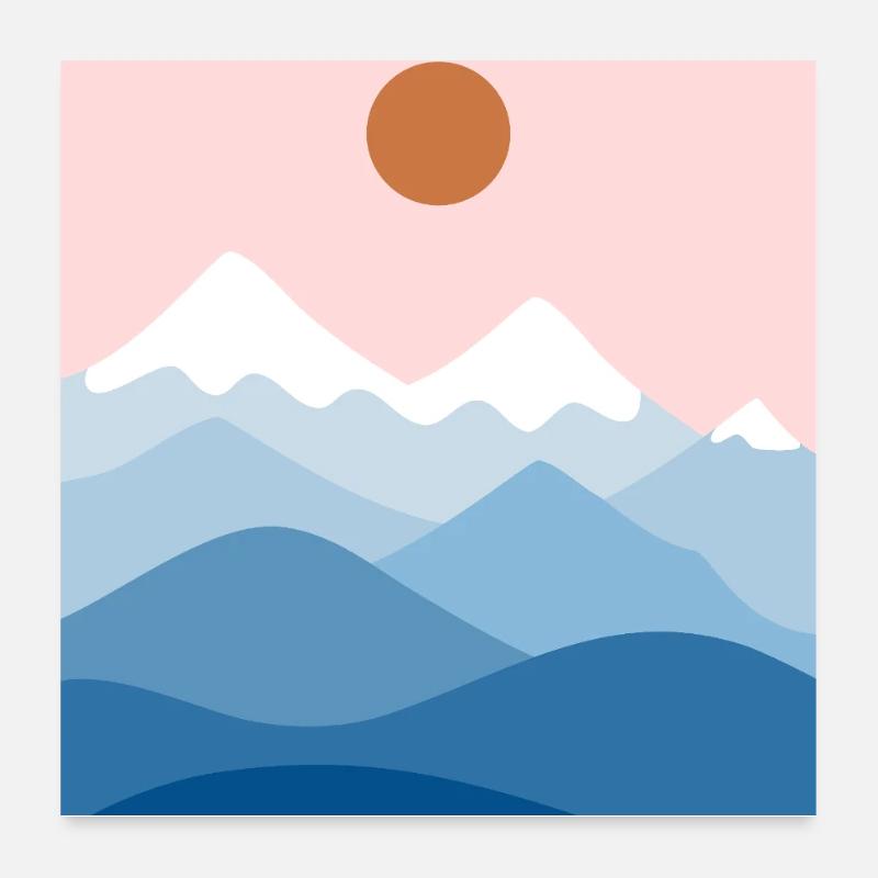 Mountain landscape pink Poster 24" x 24" (60x60 cm)