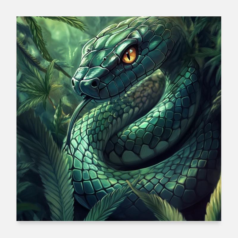 Serpent de la jungle vert Poster 60 x 60 cm