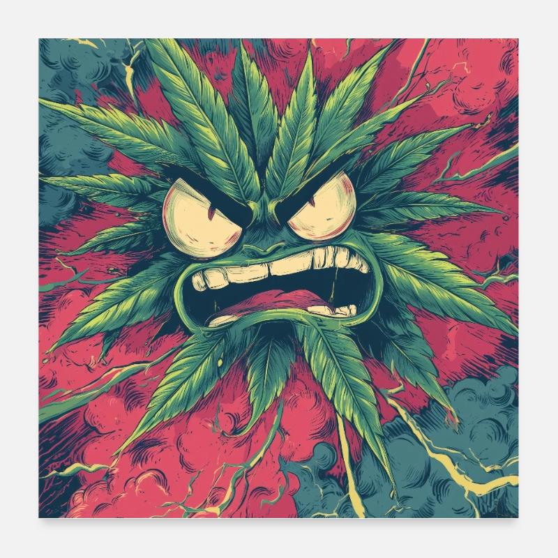 Wütendes Hanfblatt-Chaos Poster 60x60 cm