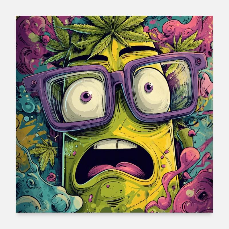 Psychedelic pineapple with glasses Poster 24" x 24" (60x60 cm)