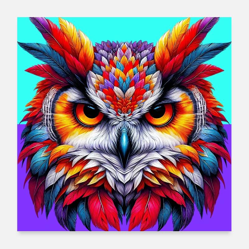 Eule - Poster 60x60 cm - Weiß