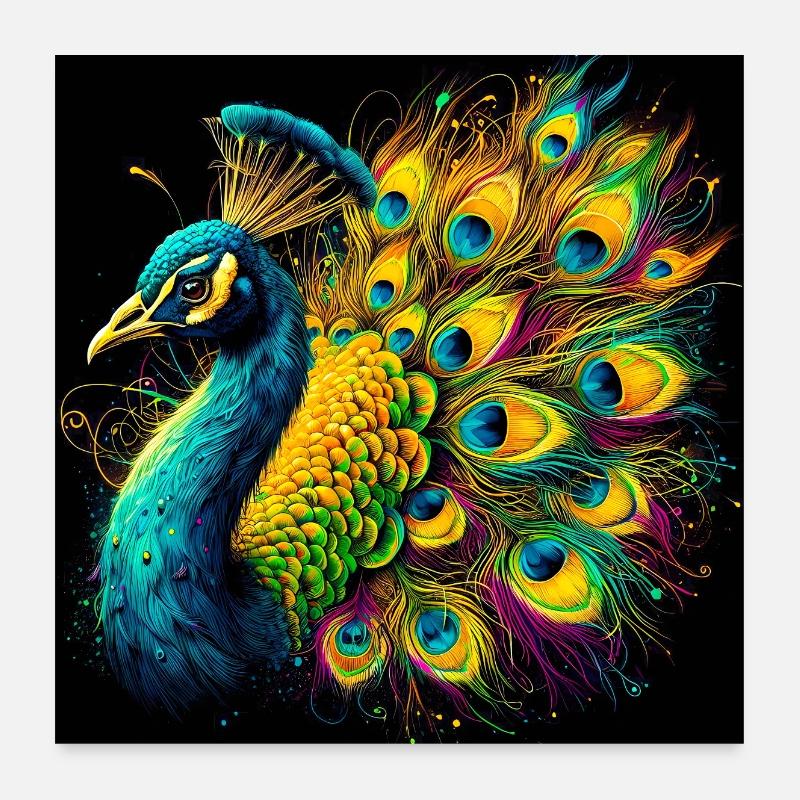 peacock Poster 24" x 24" (60x60 cm)