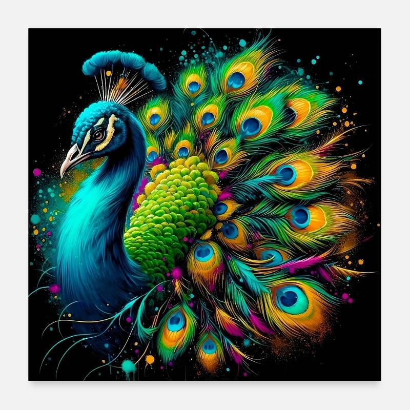 peacock Poster 24" x 24" (60x60 cm)