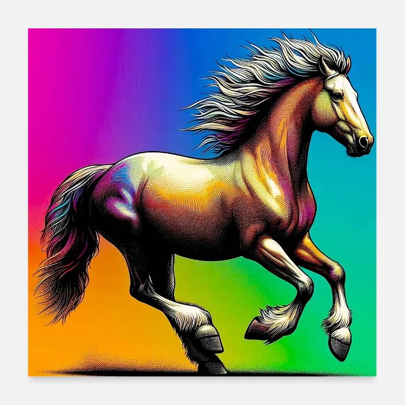 Pferd - Poster 60x60 cm - Weiß