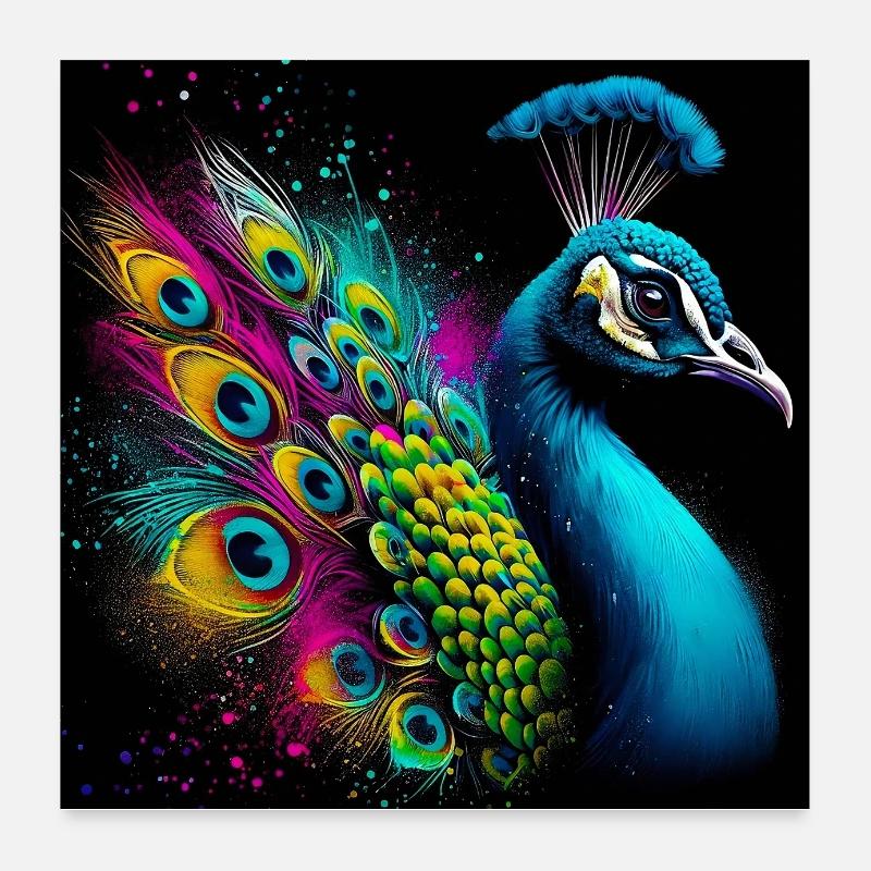 peacock Poster 24" x 24" (60x60 cm)