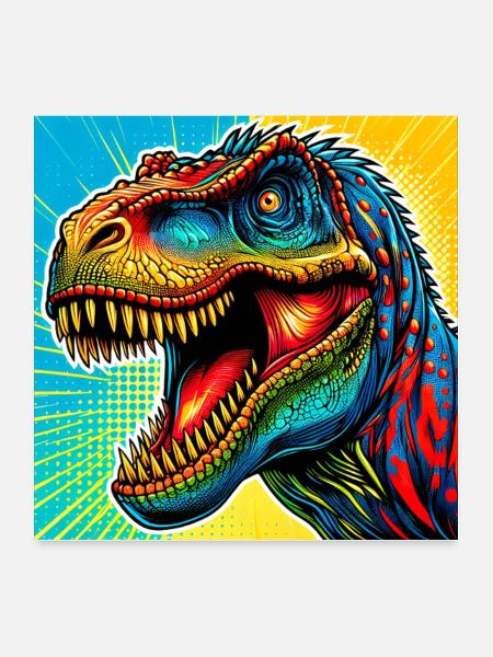 dinosaure - Poster 60 x 60 cm - blanc - Devant