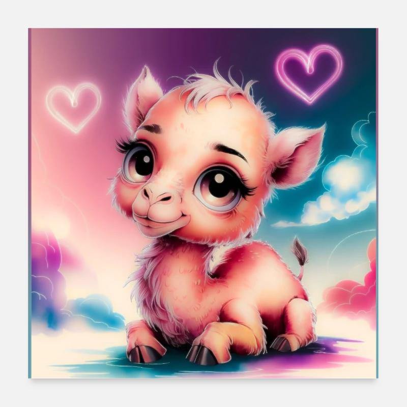 Bébé chameau - Poster 60 x 60 cm - blanc