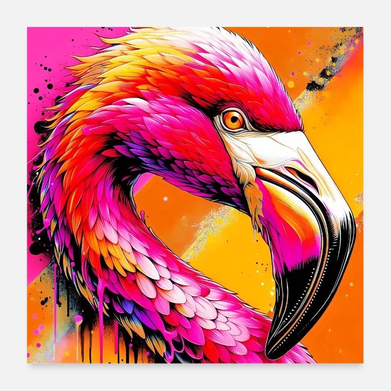 Flamant Poster 60 x 60 cm