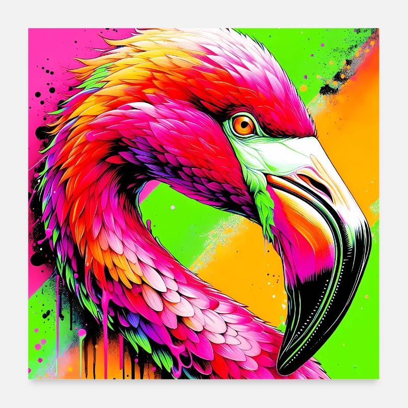 Flamant Poster 60 x 60 cm
