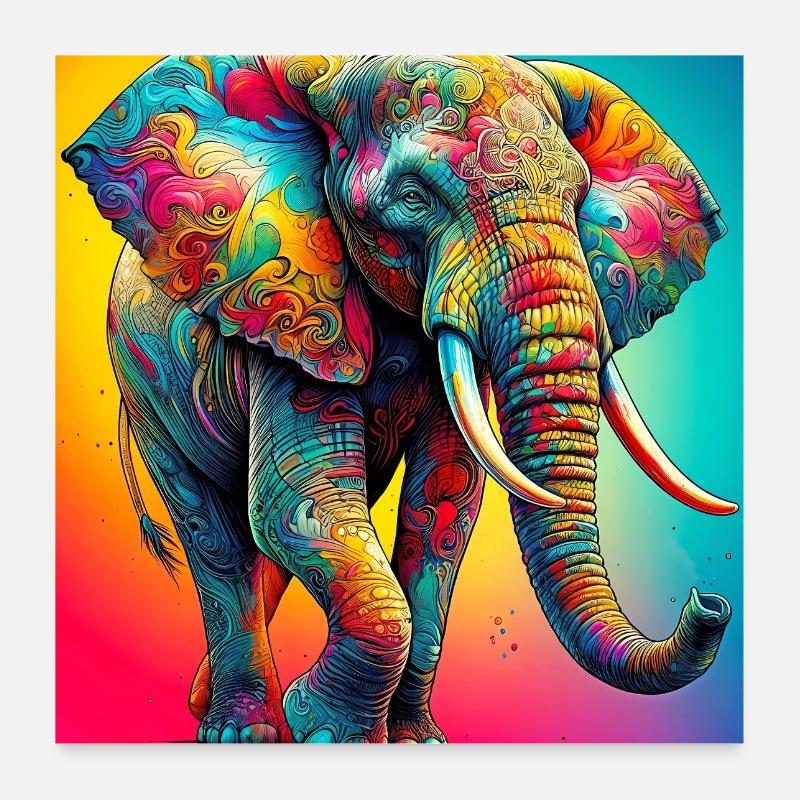 éléphant Poster 60 x 60 cm
