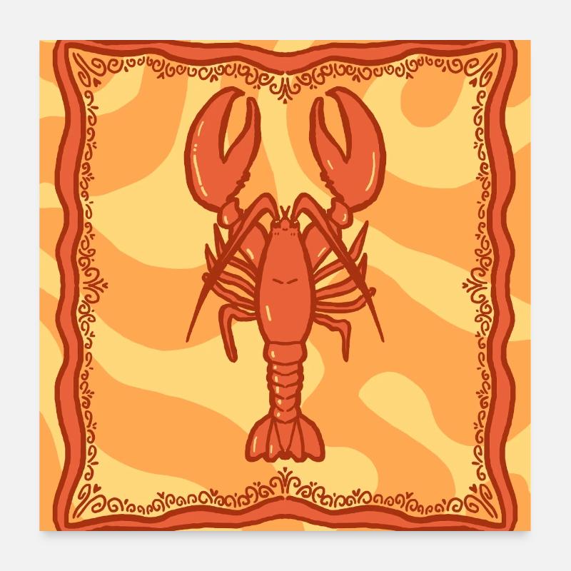 Red Lobster Illustration Poster 60x60 cm