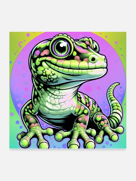Gecko - Poster 60x60 cm - Weiß - Vorne
