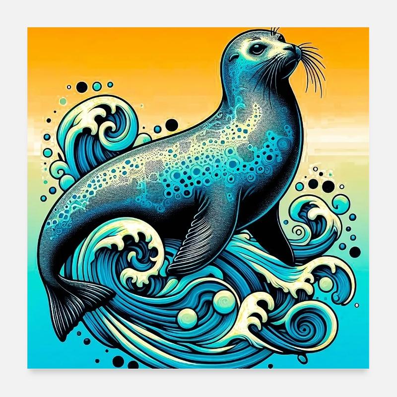 Phoque Poster 60 x 60 cm