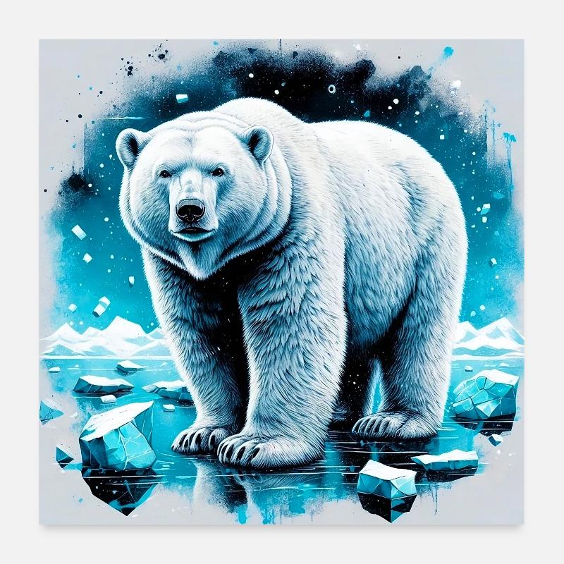 Eisbär - Poster 60x60 cm - Weiß