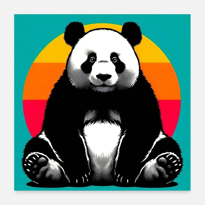 Panda - Poster 60x60 cm - Weiß