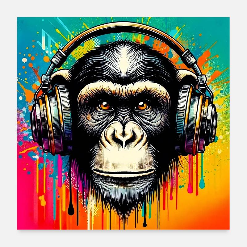 Schimpansen-Affe Poster 60x60 cm