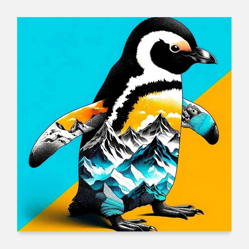 Pinguin - Poster 60x60 cm - Weiß