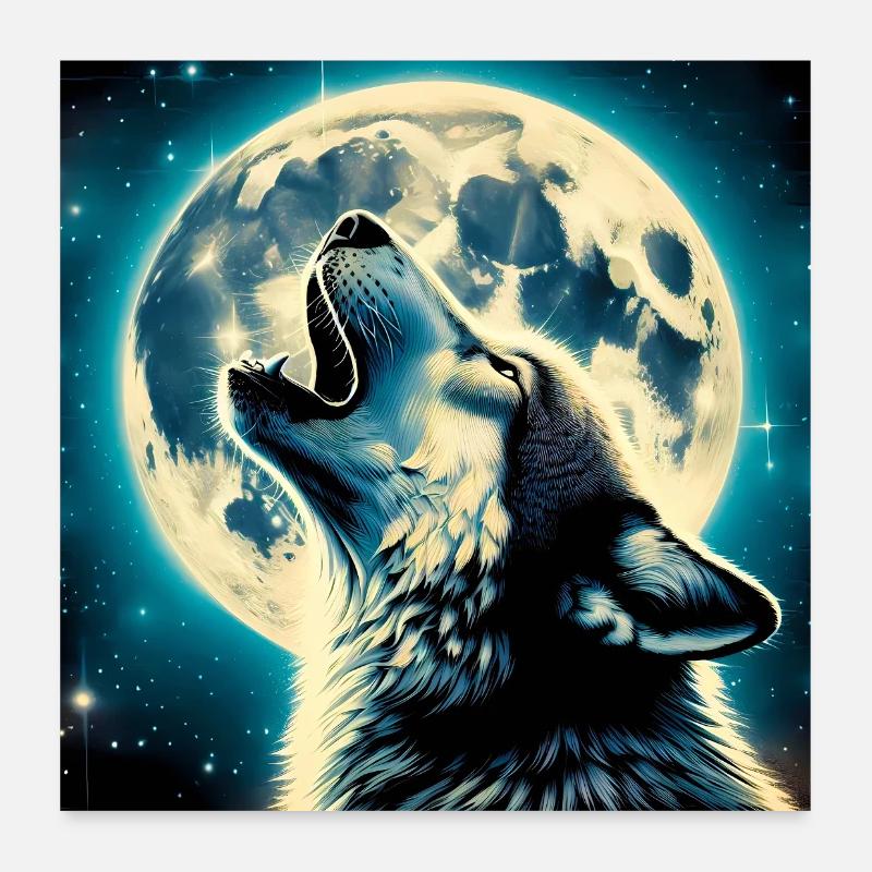 Wolf howls at the Full Moon Poster 24" x 24" (60x60 cm)