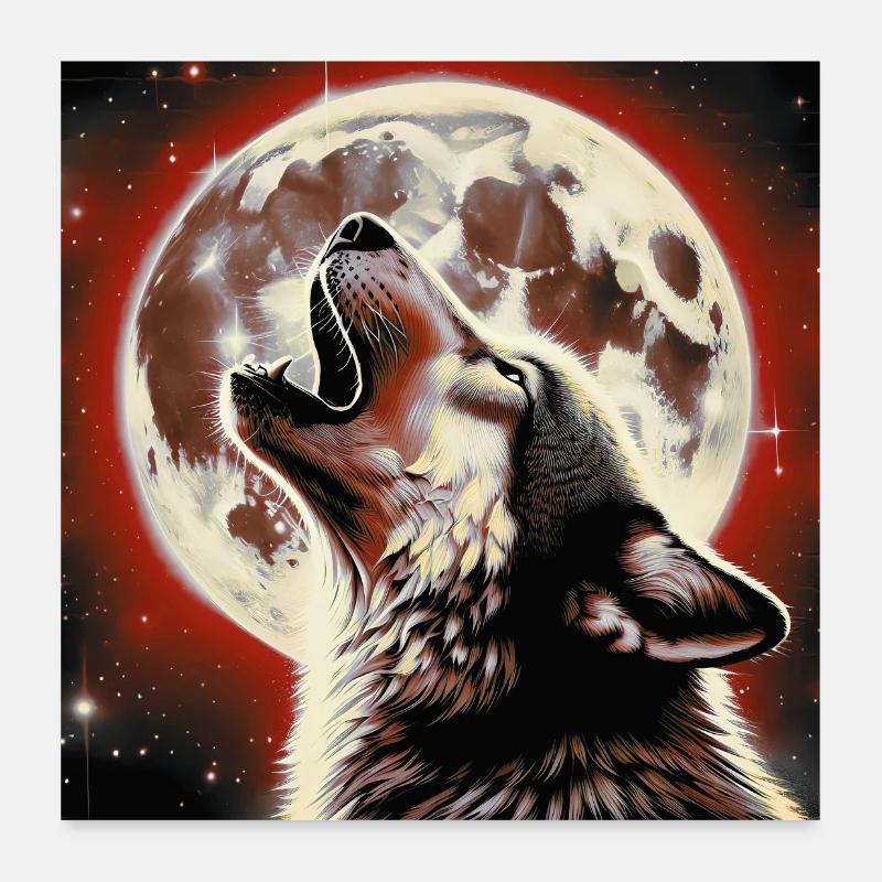 Wolf howls at the Full Moon Poster 24" x 24" (60x60 cm)
