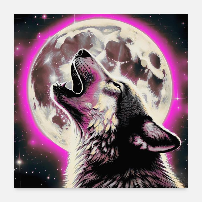 Wolf howls at the Full Moon Poster 24" x 24" (60x60 cm)