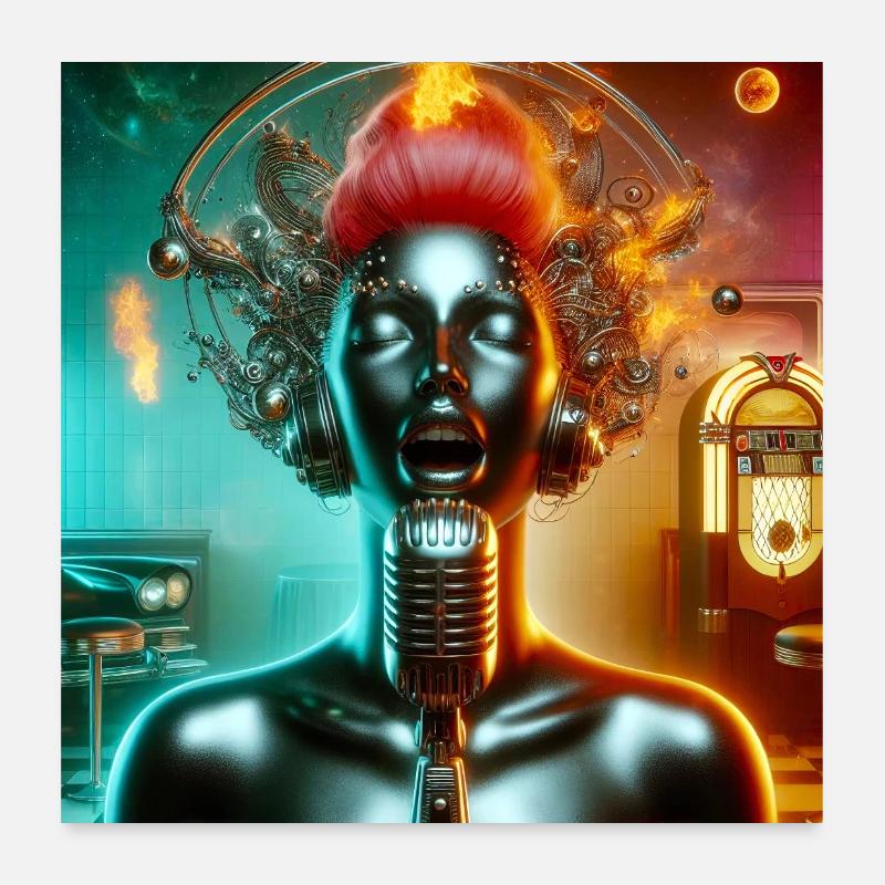 Jukebox Singer Poster 24" x 24" (60x60 cm)