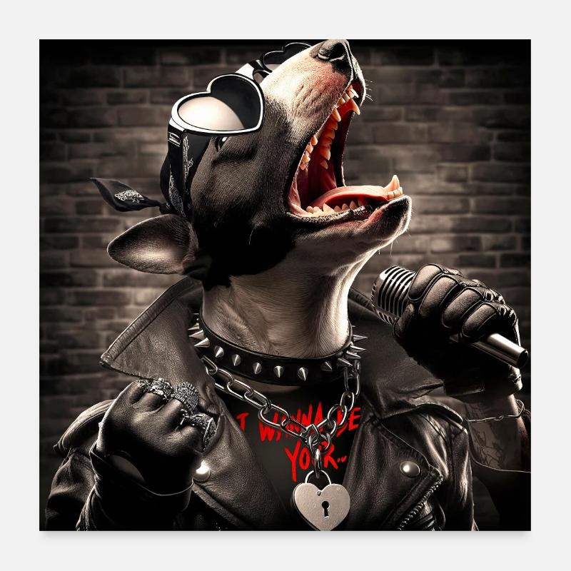 Chien Chanteur Poster 60 x 60 cm